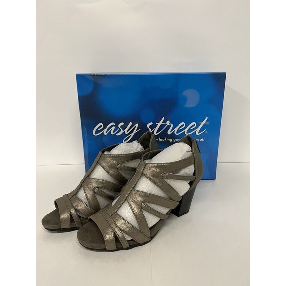 Easy Street Sandals Pewter Met Amaze 6WW - Picture 1 of 7